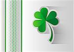 Happy Saint Patrick s Day celebration card with clover leaf. Paper cut Vector illustration.