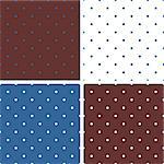 Tile blue, white and brown pattern set with polka dots