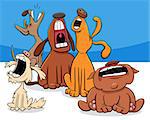 Cartoon Illustration of Dogs Animal Characters Group Barking or Howling