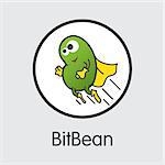 Bitbean - Cryptocurrency Coin Image. Vector Coin Pictogram of Digital Currency Icon on Grey Background. Vector Icon BITB.