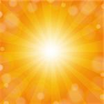 Sunburst Yellow Background With Gradient Mesh, Vector Illustration