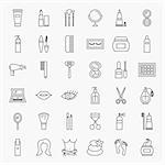 Cosmetics Line Icons Set. Vector Thin Outline Beauty Symbols.