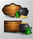 St. Patrick s Day symbol empty wooden board set for your design Vector illustration