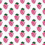 Seamless raspberry background white pink pattern. Vector illustration