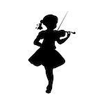 Silhouette girl music plays violin. Vector illustration