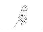 Continuous line drawing. Holding woman hands together. Vector illustration