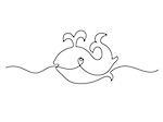 Continuous line drawing. Funny whale logo. Vector illustration