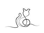 Continuous line drawing. Cat silhouette logo. Vector illustration on white background