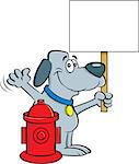 Cartoon illustration of a dog taking a selfie with a fire hydrant.