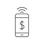 Mobile pay outline icon on white