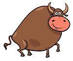 Cartoon Illustration of Funny Farm Bull Animal Character