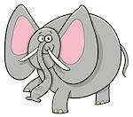 Cartoon Illustration of Cute African Elephant Animal Character