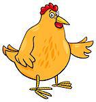 Cartoon Illustration of Funny Hen or Chicken Animal Character