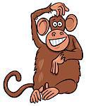 Cartoon Illustration of Funny Monkey Primate Animal Character