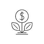 Dollar tree outline icon on white