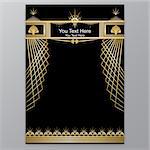 Art Deco template golden-black, A4 page, menu, card, invitation,palm and shape in  ArtDeco/Art Nuvo style, beautiful bakcground .