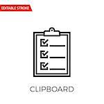 Clipboard Thin Line Vector Icon. Flat Icon Isolated on the White Background. Editable Stroke EPS file. Vector illustration.