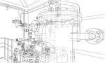 Sketch industrial equipment. EPS 10 vector format. Vector rendering of 3d