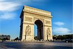 Road of Champs Elysee leading to Arc de Triomphe in Paris, France