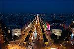 Avenue de Champs Elysees in Paris from above, France