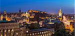 City centre panorama, Edinburgh castle and city skyline at night, Edinburgh, Midlothian, Scotland, United Kingdom, Europe