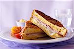 Monte Cristo Sandwich on a purple background