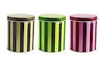 Colourful Metal Tin Cans on White Background