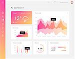 Futuristic flat design material style administration app dashboard