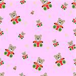 teddy bear seamless pattern. bear doll seamless pattern