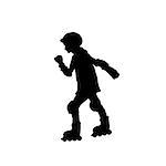 Silhouette girl skating rollerblading sport. Vector illustration