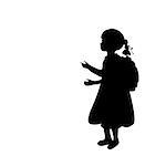 Silhouette girl school bag knowledge day. Vector illustration