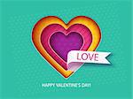 Valentines Day card with hearts. Paper cut design. Vector illustration