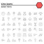 Baby Toy Thin Line Related Icons Set on White Background. Simple Mono Linear Pictogram Pack Stroke Vector Logo Concept for Web Graphics.