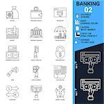 Banking icons set. Thin Line Vector Illustration. Adjust stroke weight. Expand to any Size. Easy Change Colour. Editable Stroke. Layers with Names. Pixel Perfect
