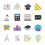 Education icons set. Flat vector related icons set for web and mobile applications. It can be used as - logo, pictogram, icon, infographic element. Vector Illustration.