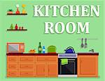 kitchen room isolated interior. cozy cuisine room of household furnishing interior.
