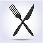 Simple fork and knife icon. Vector illustration