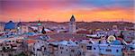 Panoramic cityscape image of old town of Jerusalem, Israel at sunrise.