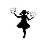 Silhouette girl actress. World theatre day. Vector illustration