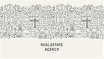 Real Estate Agency Banner Concept. Vector Illustration of Line Web Design.