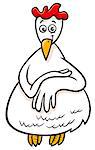 Cartoon Illustration of Comic Hen or Chicken Animal Character