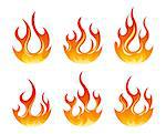 Six fire design element on white background