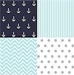 Cute set of Baby Boy seamless patterns with fabric textures