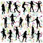 Background with silhouettes of children dancing