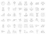 Baby toy thin line flat vector related icon set for web and mobile applications. It can be used as - logo, pictogram, icon, infographic element. Vector Illustration.