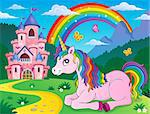 Lying unicorn theme image 2 - eps10 vector illustration.