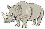 Cartoon Illustration of Funny Rhinoceros Wild Animal Character