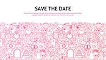 Save the Date Web Concept. Vector Illustration of Line Website Design. Banner Template.