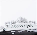 I love you written in snow on car windows