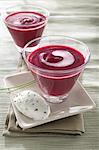 Beetroot soup with herb cream